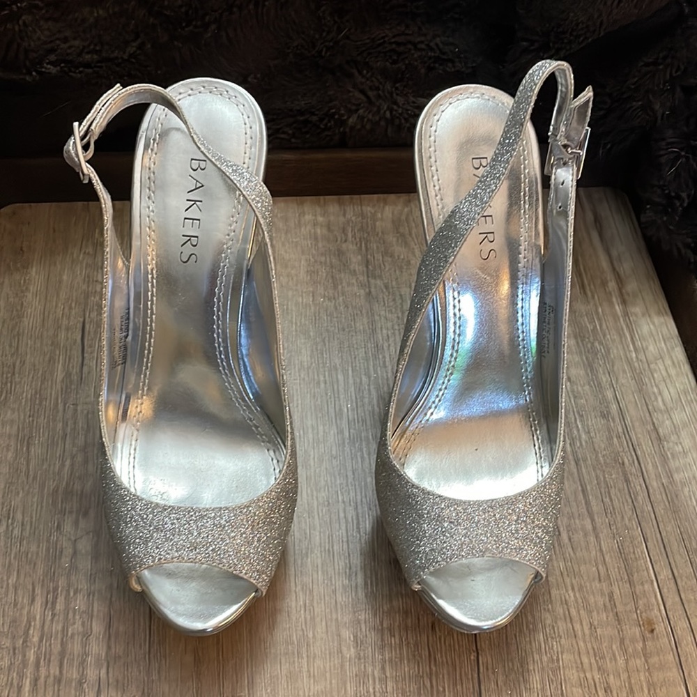 Bakers Slingback Platform Open Toe Heels